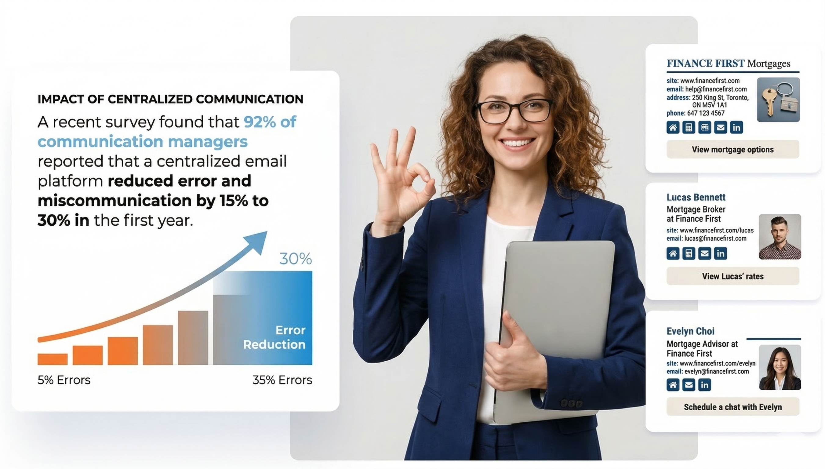 Ejemplo de firma profesional con foto y CTA claro